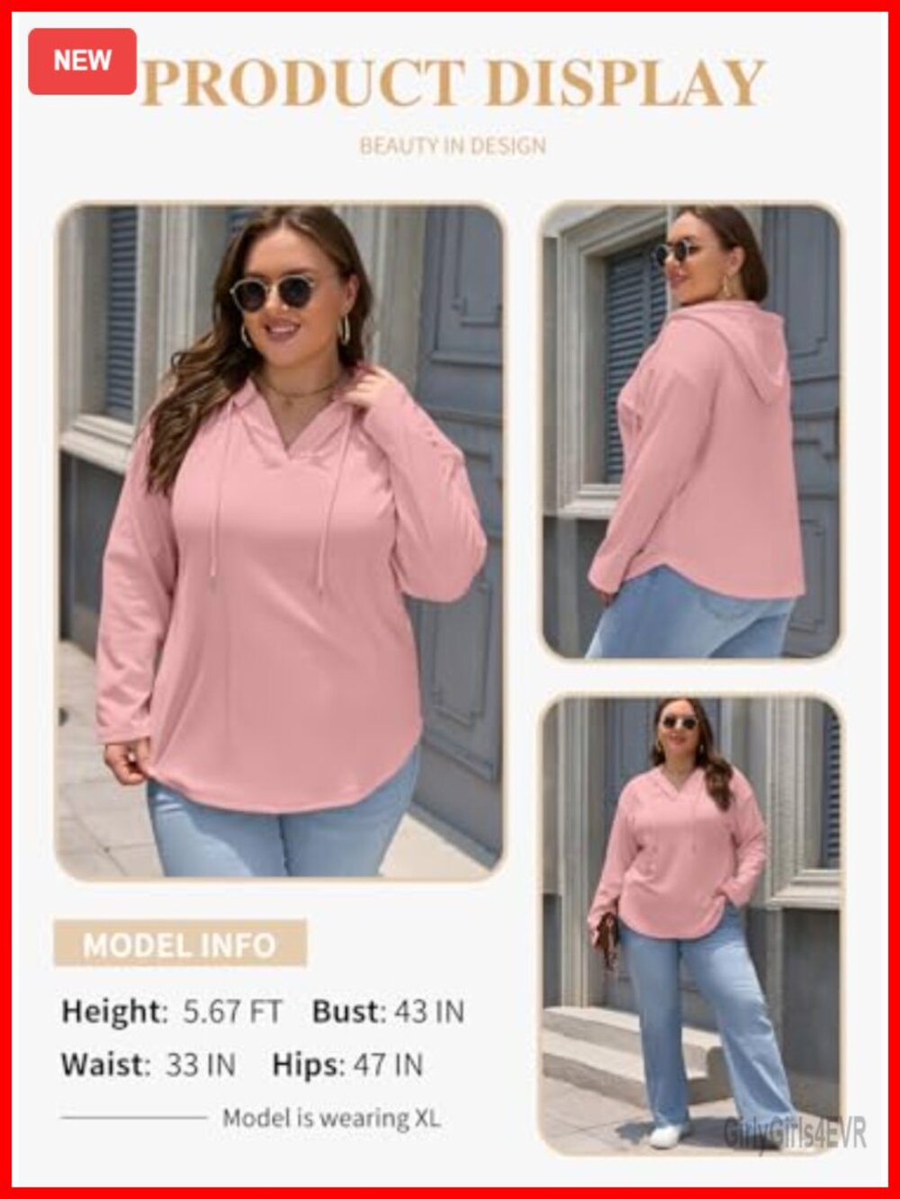Plus Size Hoodie Long Sleeve Drawstring Oversized Sweatshirt - Picture 2 of 6